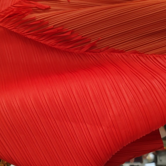 Kate Hewko Tiered Tassel Dress Accordion Pleated w/ Fringe Color Block - Picture 13 of 16